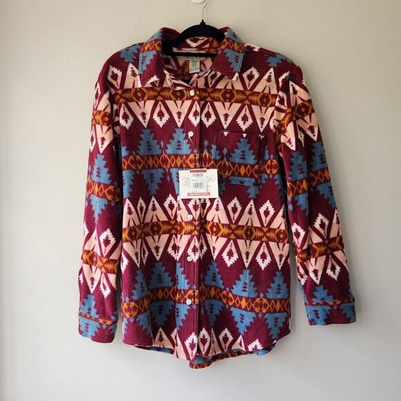 Wrangler Wrancher Fleece Shirt | Aztec South Western Print Long Sleeve | Small - Picture 1 of 8